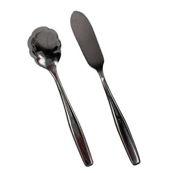 Rogers IS Stainless INS185 Sugar Shell Spoon & Flat Handle Master Butter Knife - Picture 7 of 8